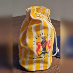Giorgio Beverly Hills Yellow & White Stripe Mini Drawstring Bag